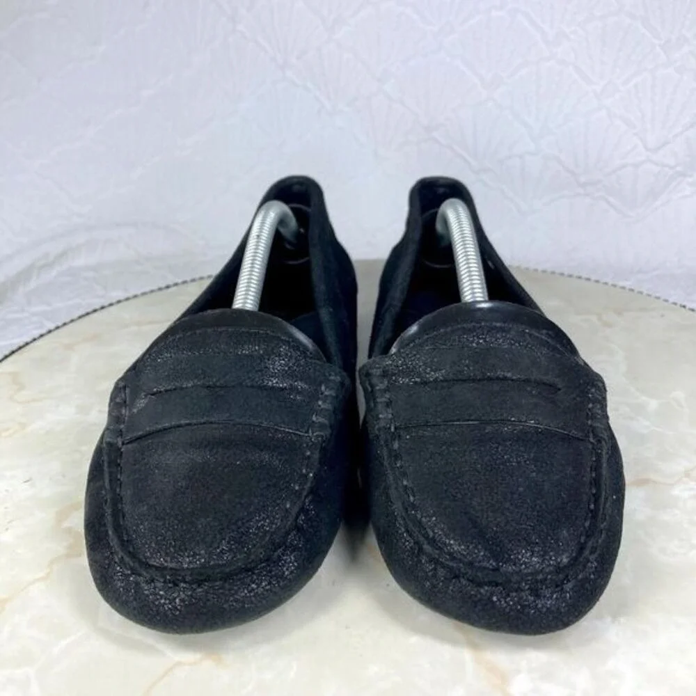 Lauren Ralph Lauren Penny Driving Loafers Womens 6.5 Black Shimmer Suede Shoes